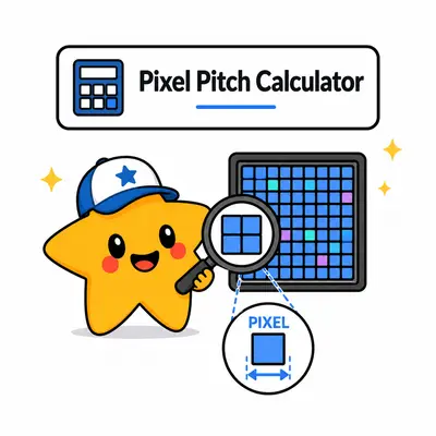 Digital camera sensor with a blue pixel grid and dimension arrows