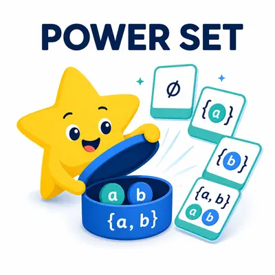 Yellow star mascot generating every subset of a two-element set