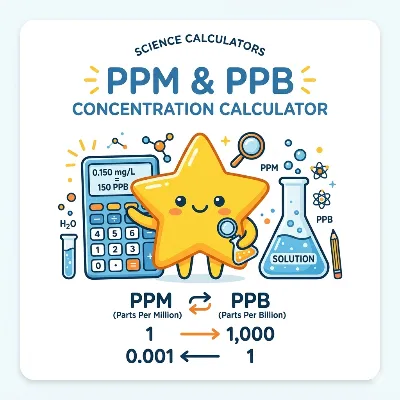 Science ppm and ppb concentration calculator converting dilute solution units