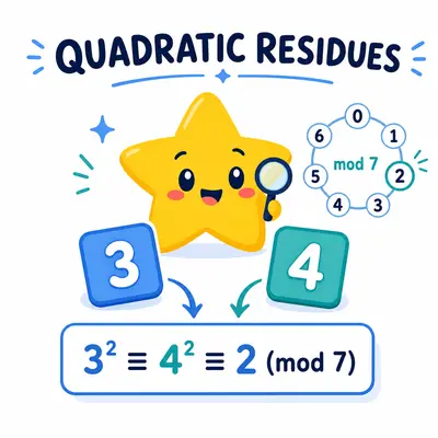 Yellow star mascot finding quadratic residues and modular square roots