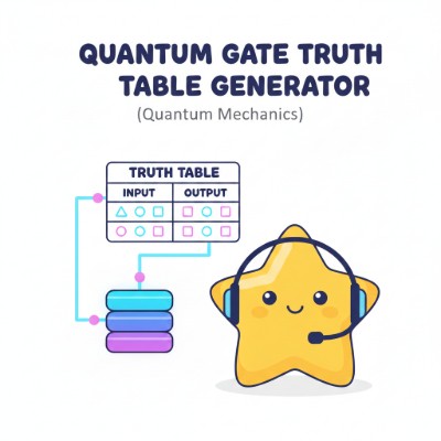 Quantum gate truth table generator showing a small circuit with H and CNOT gates