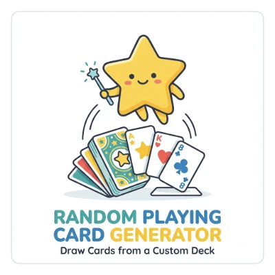 Random playing card generator drawing cards from a standard or custom deck
