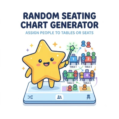Random seating chart generator assigning people to balanced tables or numbered seats