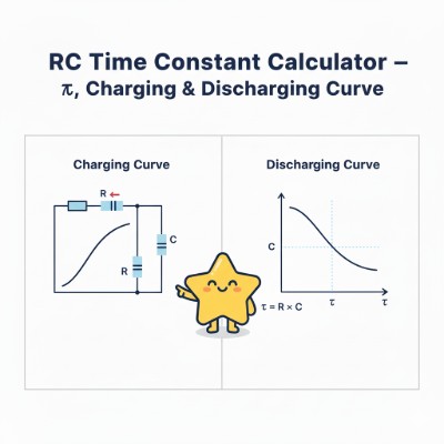 RC time constant calculator with voltage vs time plot