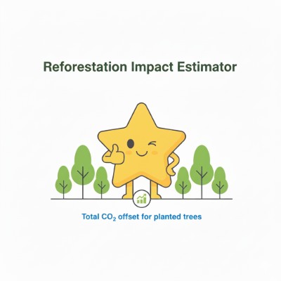 Reforestation Impact Estimator preview with trees and a yearly timeline