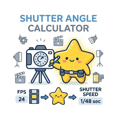 Shutter angle calculator showing FPS and exposure time results