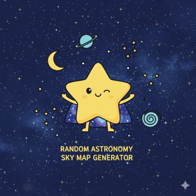 Random Astronomy Sky Map Generator preview: circular star chart with gridlines