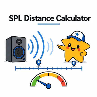 Sound pressure level distance calculator for inverse square law and speaker SPL