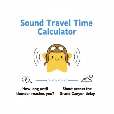 Fun sound travel time calculator – thunder delay and echo distance with temperature adjustment