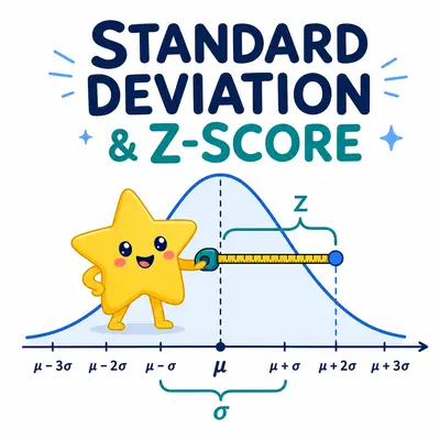 Herramienta de desviación estándar y z-score con tabla de datos y gráfico