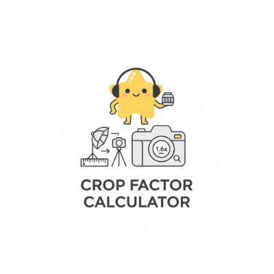 Crop factor calculator showing format dropdowns and equivalent focal length output