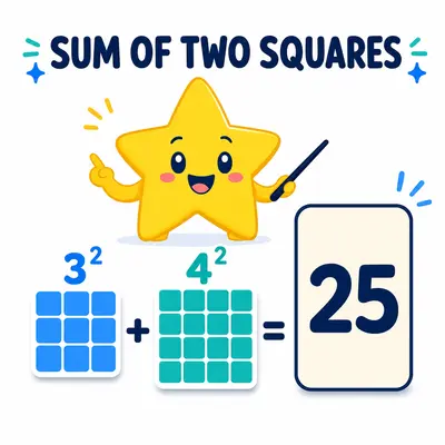 Yellow star mascot representing an integer as a sum of two squares