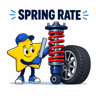 Suspension spring rate calculator with coilover, wheel, control arm, and calculator