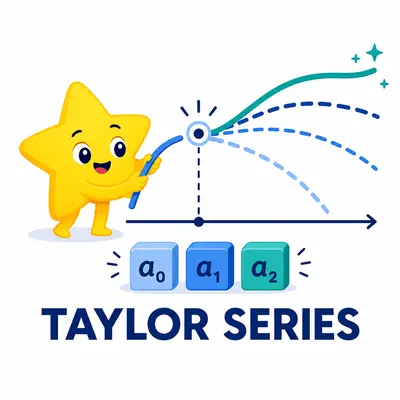 Yellow star mascot building Taylor-series approximations around an expansion point
