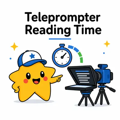Teleprompter reading time calculator for script words, speaking pace, and video duration
