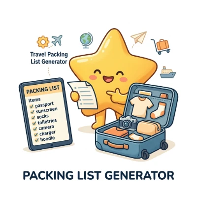 Packed travel bag with lightweight travel essentials