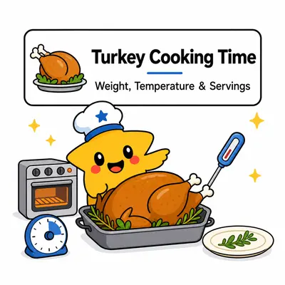 Turkey Cooking Time Calculator — Plan roasting time, servings, and safe temperature checks.
