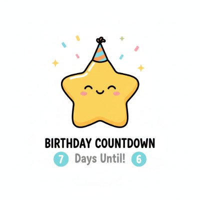 Birthday Countdown tool preview with large live digits