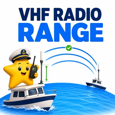 Yellow star sailor using VHF radio between two boats across the ocean horizon