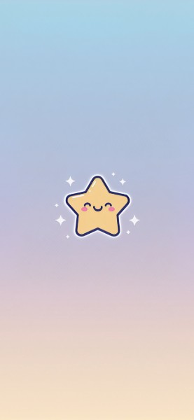 Little Star smiling on a soft pastel gradient background