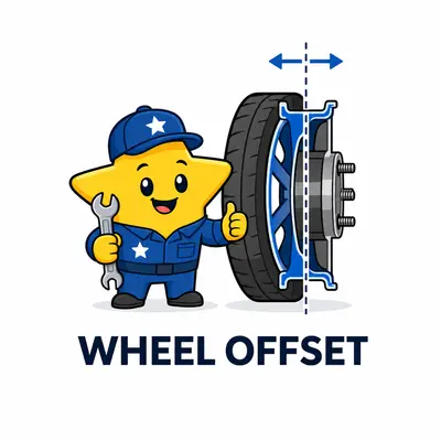 Wheel offset calculator with wheel centerline and offset direction