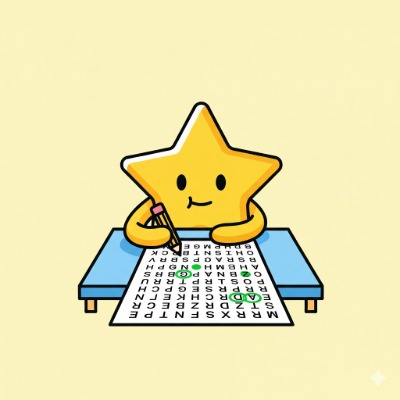 Word Search grid with highlighted words and word list preview