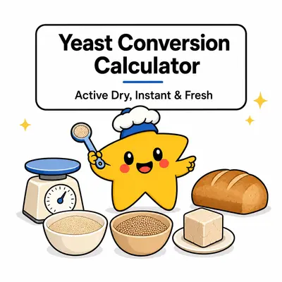 Yeast Conversion Calculator — Convert active dry, instant, and fresh yeast.